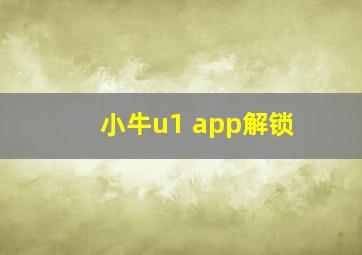 小牛u1 app解锁